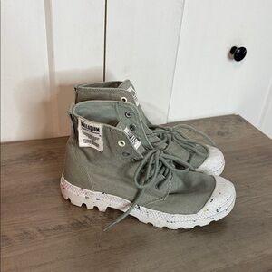 Free People x Palladium Olive Canvas High-Tops organic recycled earth collection